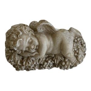 Angel Cherub Sleeping on a floral Bed Figurine Beige
